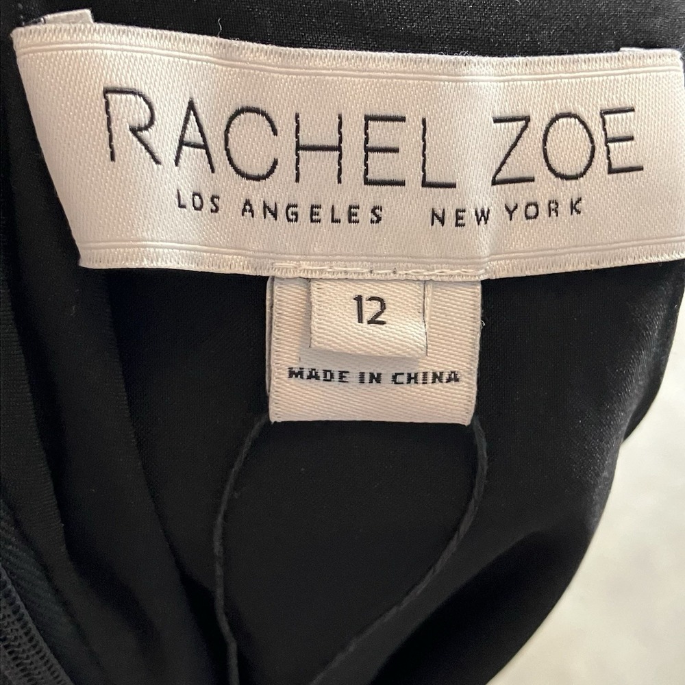 Rachel Zoe Dress Womens 8 Black Long Maxi Side Slit Sleeveless Deep Lace V Neck - Picture 9 of 12